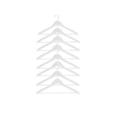 Set 8 perchas de madera, color blanco ACTUEL.