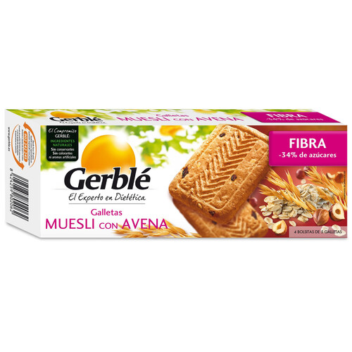 GERBLÉ Galletas de muesli sin azúcar GERBLE 190 g.