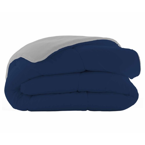 Relleno nórdico bicolor reversible para cama de 90cm, 300g/m², NATURALS, color azul marino/gris.