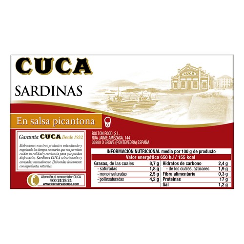 CUCA Sardinas en salsa picantona 85 g.