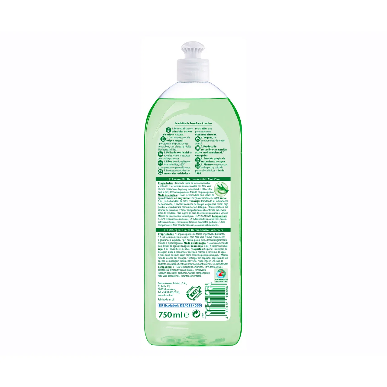 Detergente lavavajillas loción con aloe vera 750ml