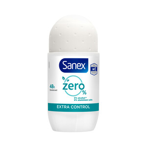 SANEX Desodorante roll on para mujer, con protección antitranspirante hasta 48h SANEX Zero % extra control 50 ml.