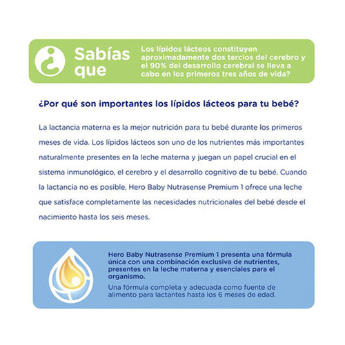 HERO Leche (1) de inico para recién nacido, desde el primer día HERO Baby Nutrasense premium 800 g.