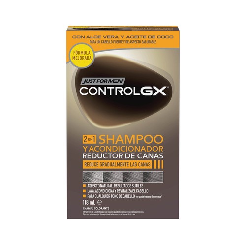 JUST FOR MEN Champú 2 en 1 (champú y acondicionador) reductor de canas JUST FOR MEN Control gx 118 ml.