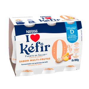 Imagen de NESTLÉ Kefir líquido desnatado (0% materia grasa) sabor multi-frutas 6 x 100 g.