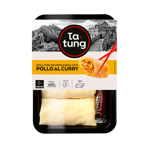 TA-TUNG Rollitos de primavera con pollo al curry, listos para calentar y comer TA-TUNG 280 g.