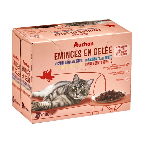 PRODUCTO ALCAMPO Alimento gatos húmedo, bolsas de pescado en gelatina 12 uds. x 100 g.