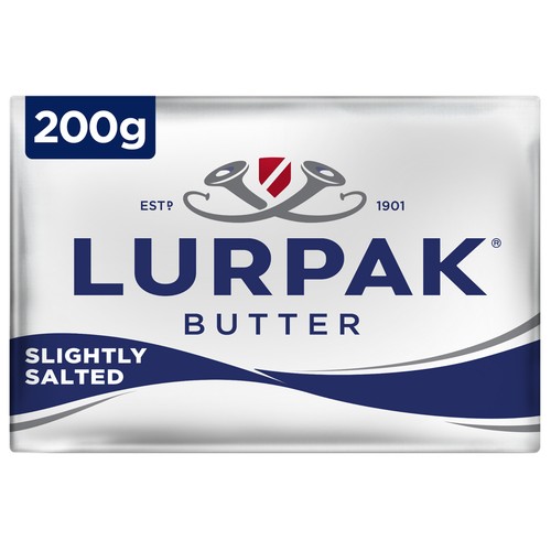LURPAK Pastilla de mantequilla con sal, elaborada con leche de Dinamarca 200 g.
