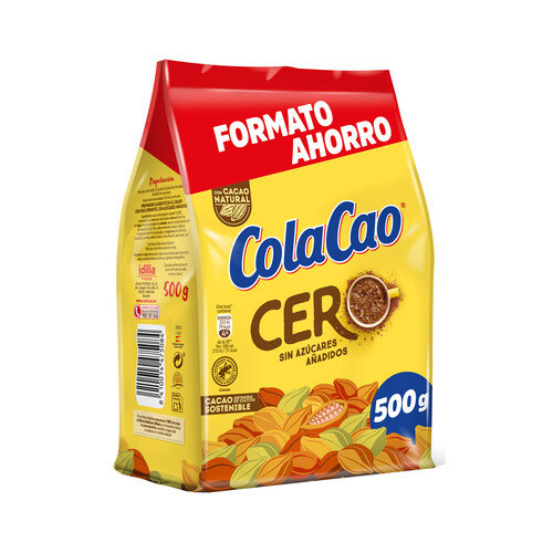 Cacao soluble sin azúcares añadidos COLA CAO 500 g.