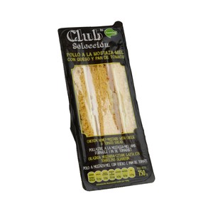 Imagen de ÑAMING Sandwich de pan de molde con tomate relleno de pollo a la mostaza-miel con queso ÑAMING Club selección 150 g.