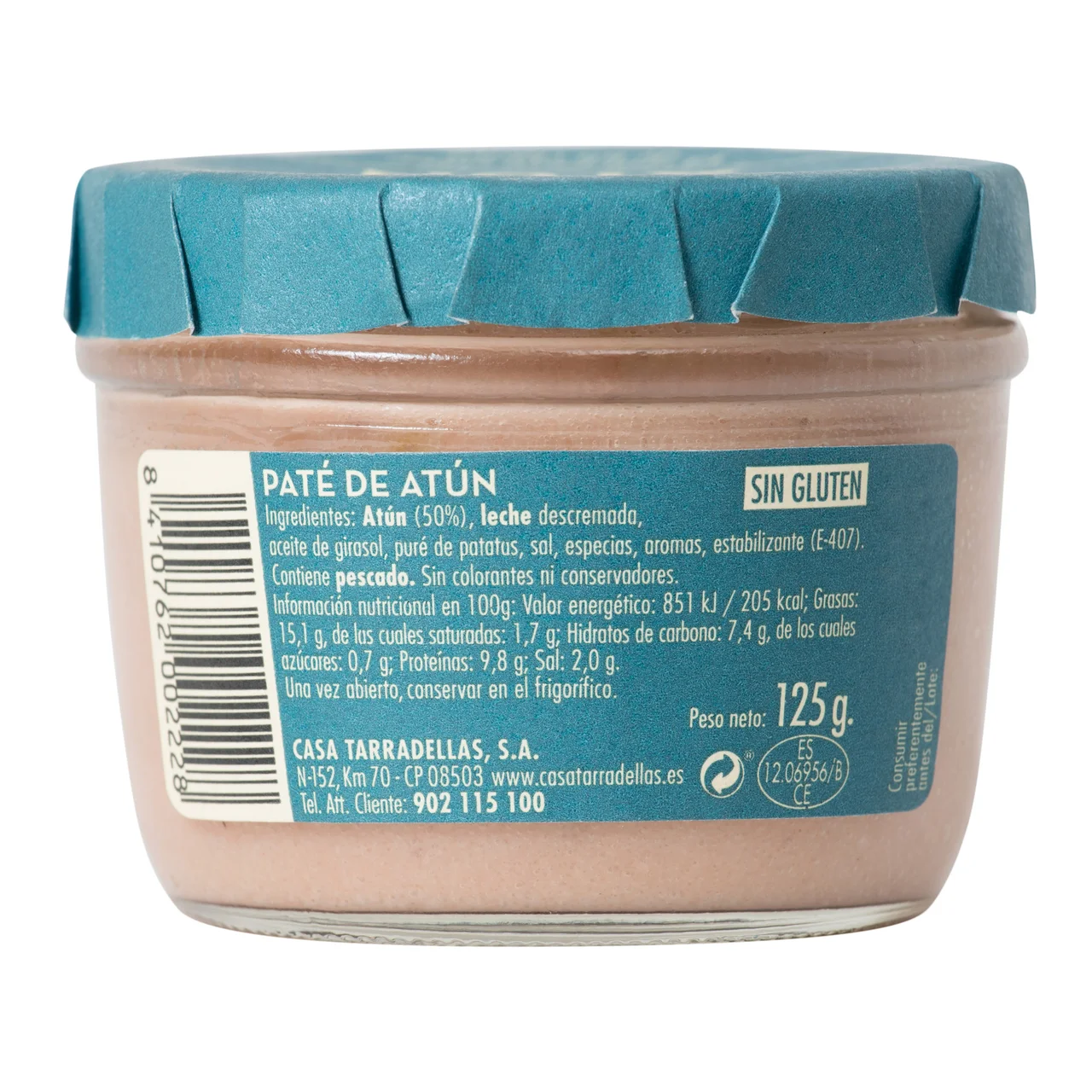 Paté de atún frasco de 125 g.