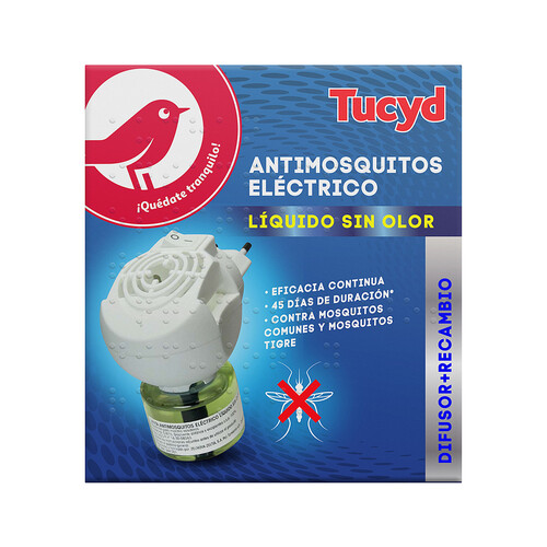PRODUCTO ALCAMPO Antimosquitos eléctrico líquido sin olor PRODUCTO ALCAMPO TUCYD Difusor + Recambio 33 ml.