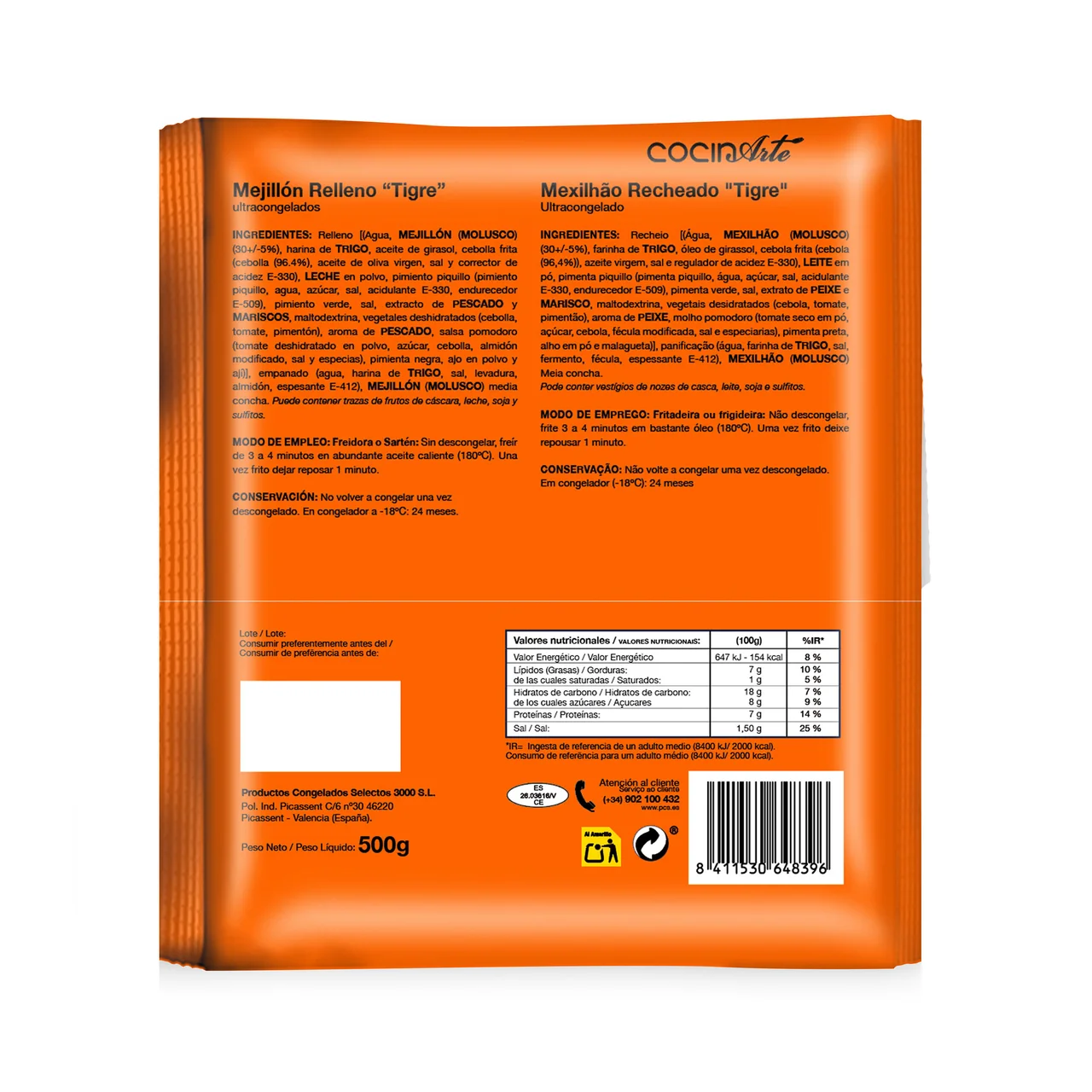 Mejillon relleno tigre 500 g.