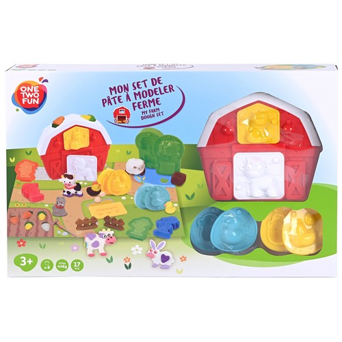 Set de Juego Granja y Animales con moldes y pasta de modelar 17 Piezas +3 Años ONE, TWO FUN