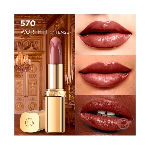 L´ORÉAL PARIS Color riche Tono Worth it intense Barra de labios con acabado satinado.