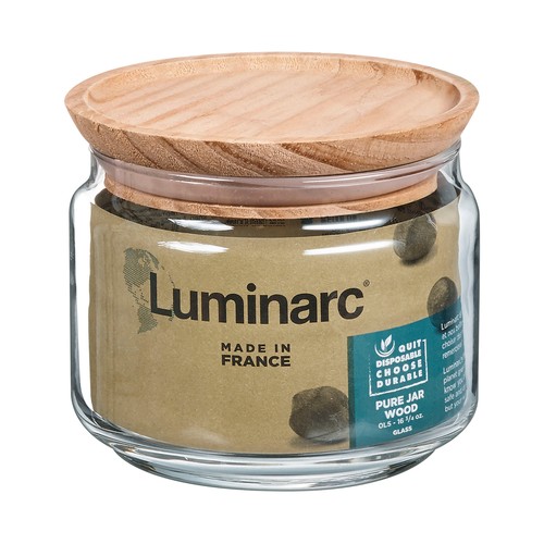 Tarro de vidrio con tapa de madera, 0,5 litros LUMINARC