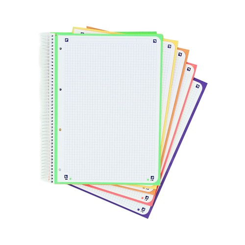 Cuaderno A4 con cuadrícula 5x5 de espiral microperforado de 120h. OXFORD.