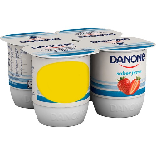Yogur con sabor a fresa elaborado con leche fresca de vaca DANONE 4 x 120 g.
