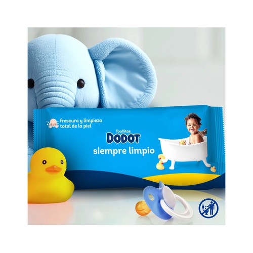 DODOT Siempre limpio Toallitas humedas para bebé, aptas para manos y cara 64 uds.
