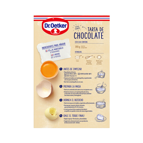 DR. OETKER Preparado en polvo para hacer tarta de chocolate Dr. OETKER 355 g.