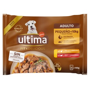 Fit & delicius Alimentación húmeda para perros en bolsa de carne 4x100 g