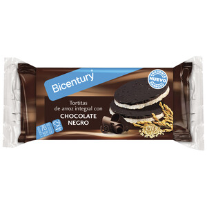 Imagen de BICENTURY Tortitas de arroz integral con chocolate negro BICENTURY, 130 g.