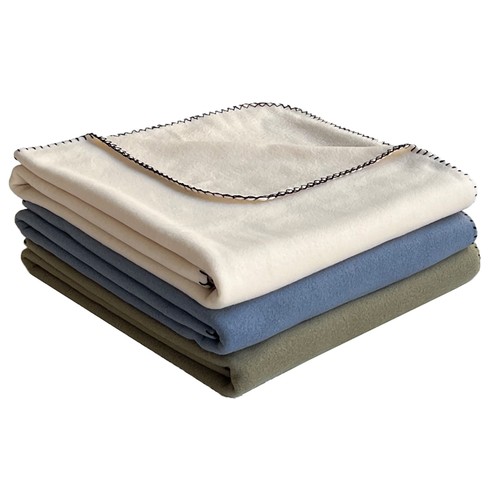 Plaid polar pespuntes de 200 gm, color azul, ALCAMPO.