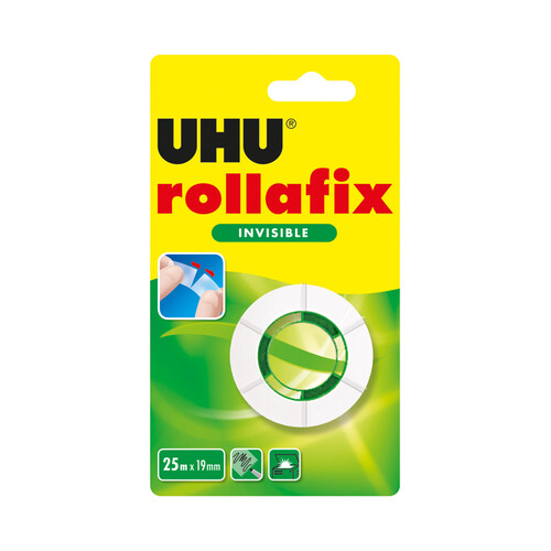 Rollo de cinta adhesiva invisible de 19 mm de ancho UHU 1 rollo de 25 m.
