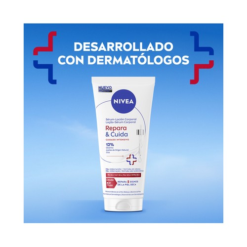 NIVEA Repara & cuida Sérum-loción corporal hidratante y protectora, para piles secas y muy secas 200 ml.