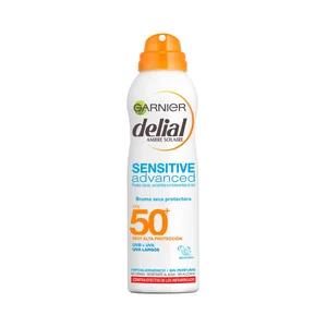DELIAL Leche solar protectora en spray, con textura bruma seca y factor de protección 50+ (muy alto) DELIAL Sensitive advanced 200 ml.