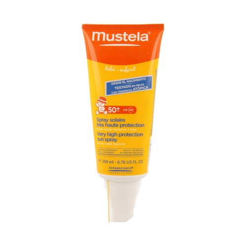 MUSTELA Protector solar infantil en spray, con factor de protección 50 (muy alto) MUSTELA 200 ml.