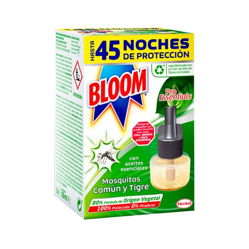 BLOOM Recambio antimosquitos común y tigre pro essencial 45 noches