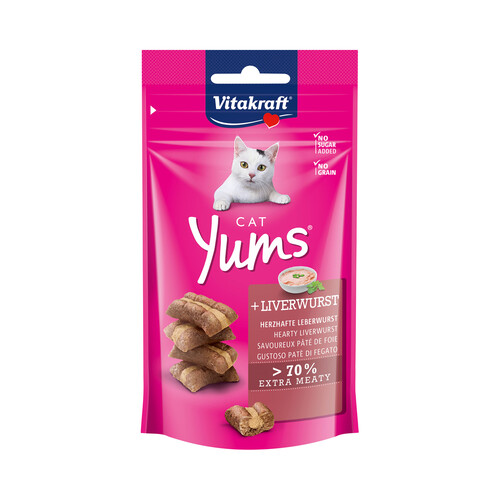 VITAKRAFT Snacks para gatos a base de paté de hígado en bolsa resellable VITAKRAFT CAT YUMS 40 g.