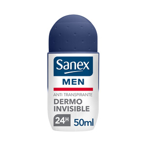 SANEX Desodorante roll on para hombre con protección anti transpirante de 24 horas SANEX Men dermo invisible 50 ml.