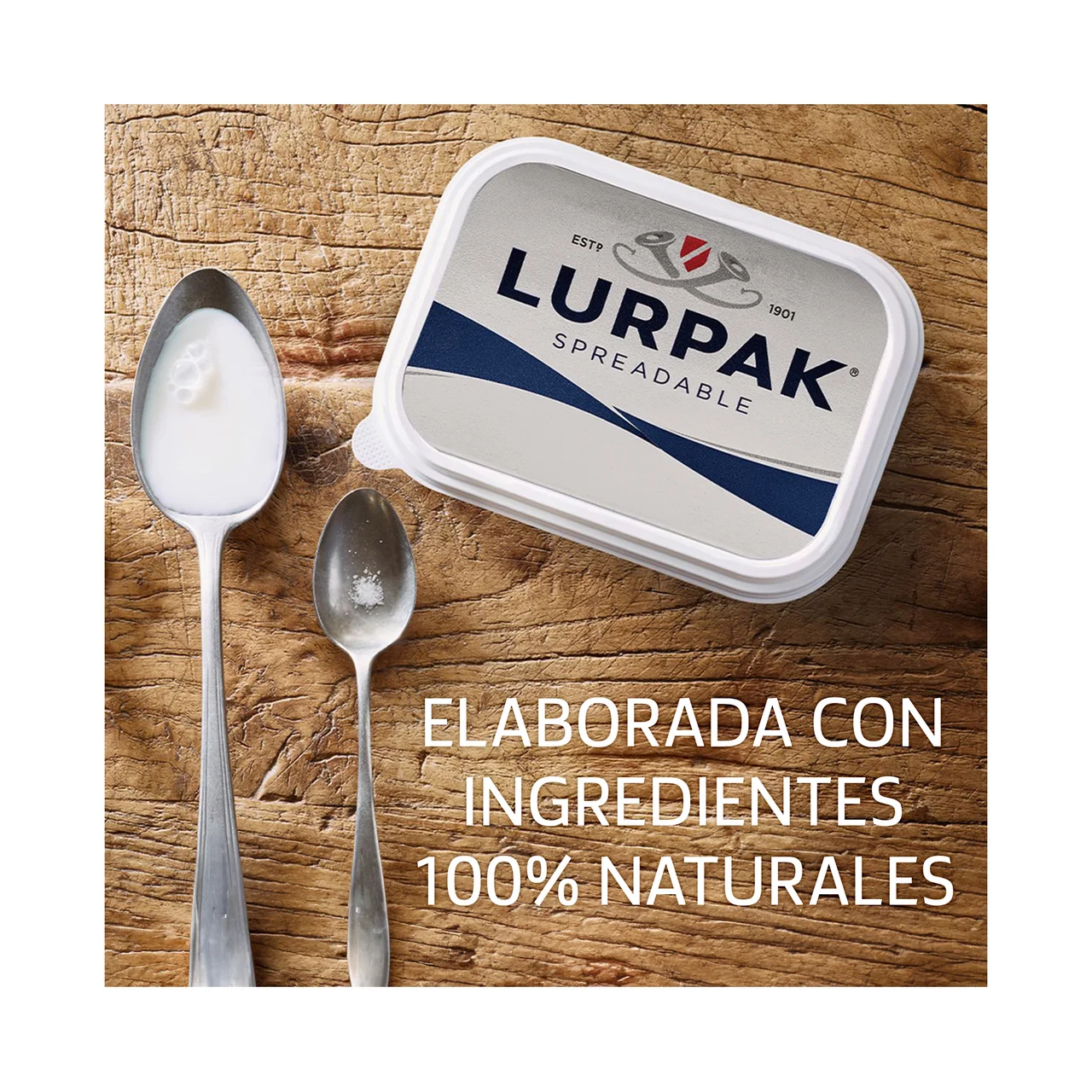 Materia grasa (78%) fácil de untar, ligeramente salada tarrina 200 g.