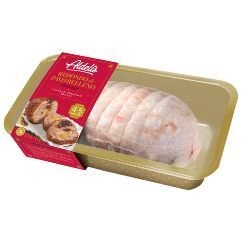 Redondo de pavo para asar, relleno de ciruelas y orejones, elaborado sin gluten ALDELÍS 750 g.