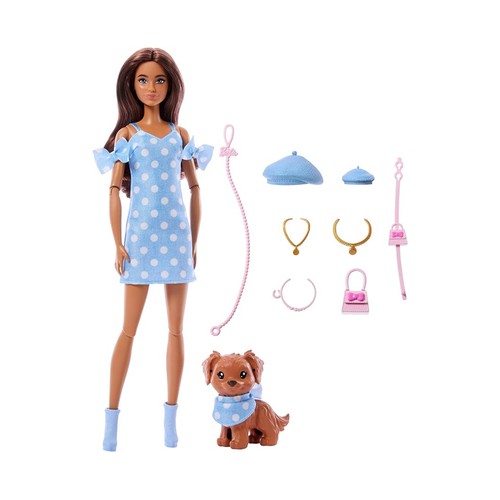 BARBIE Twinning Looks muñeca morena con perro.