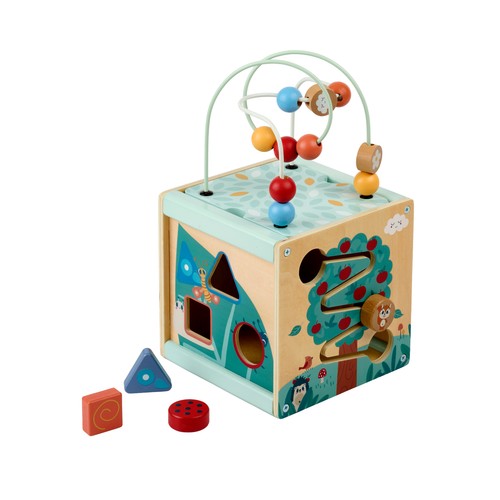 Cubo de Actividades de Madera, ayuda al desarrollo motricidad y destrezas +12 Meses ONE, TWO FUN Baby