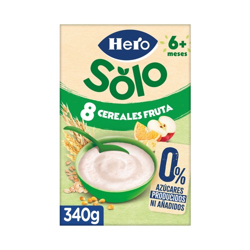HERO Solo Papilla de 8 cereales y fruta para bebés a partir de 6 meses 340 g.