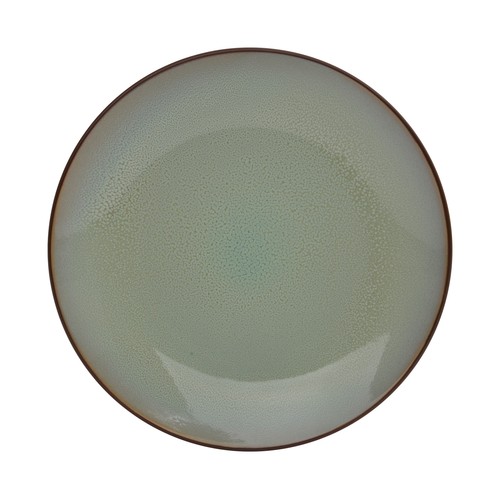 Plato llano de gres bicolor, verde y blanco, 27cm., STONEWARE.