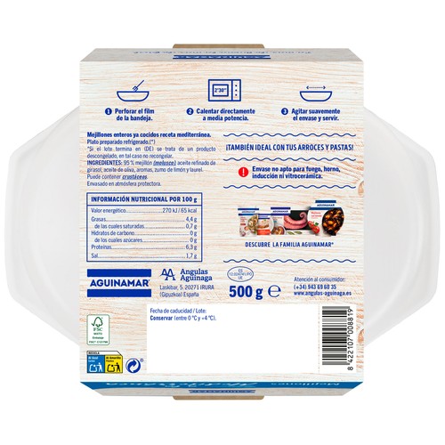 AGUINAMAR Mejillones cocotte 500 g.