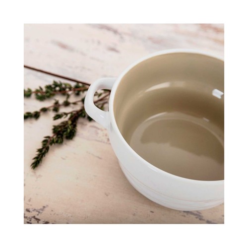 Bol para Sopa  de Gres bicolor Blanco y Nature 50cl Vita, QUID