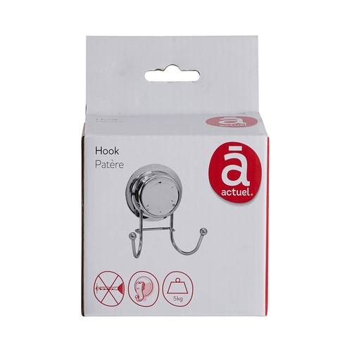 Percha doble con ventosa para baño, ACTUEL.