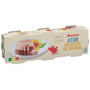 PRODUCTO ALCAMPO Atún en aceite de girasol pack 3 latas 52 g.