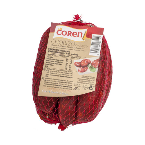 COREN Chorizo gallego de 1ª calidad, elaborado con carnes seleccionadas COREN 500 g.