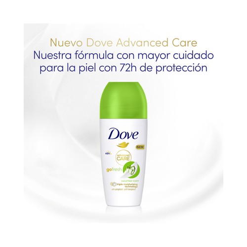 DOVE Advanced care go fresh Desodorante roll on para mujer antitranspirante hasta 72 horas 50 ml.