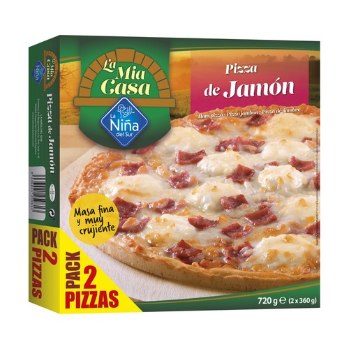 LA NIÑA DEL SUR La mia casa Pizza de jamón con mas fina y muy crujiente 2 x 360 g.