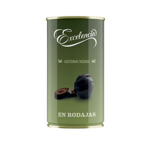 Imagen de EXCELENCIA Aceitunas negras sin hueso en rodajas EXCELENCIA lata de 175 g.