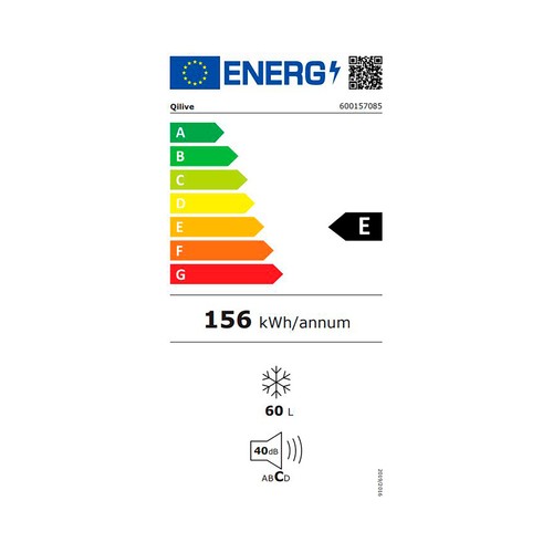 Congelador table Top QILIVE Q.6708 Eficiencia energética: E, H: 85cm, A: 48cm, F: 45cm, capacidad total: 60L.