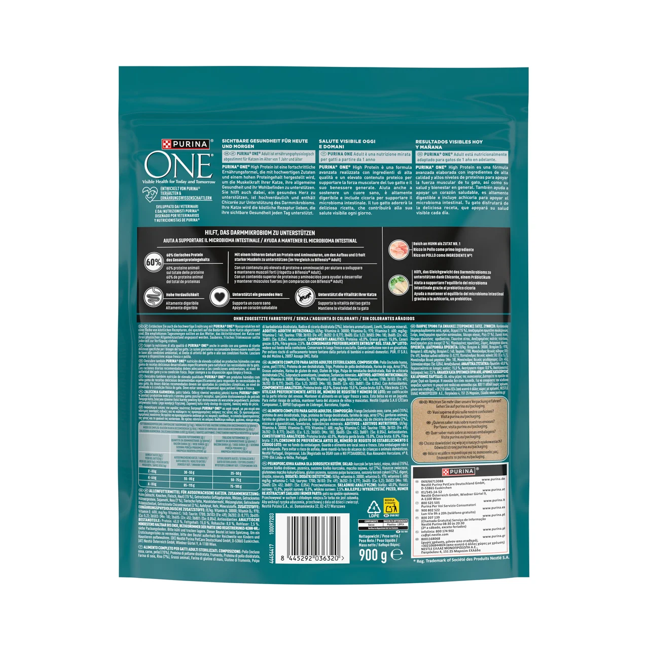 PURINA Alimento de gato seco de pollo alta en proteína one 900g